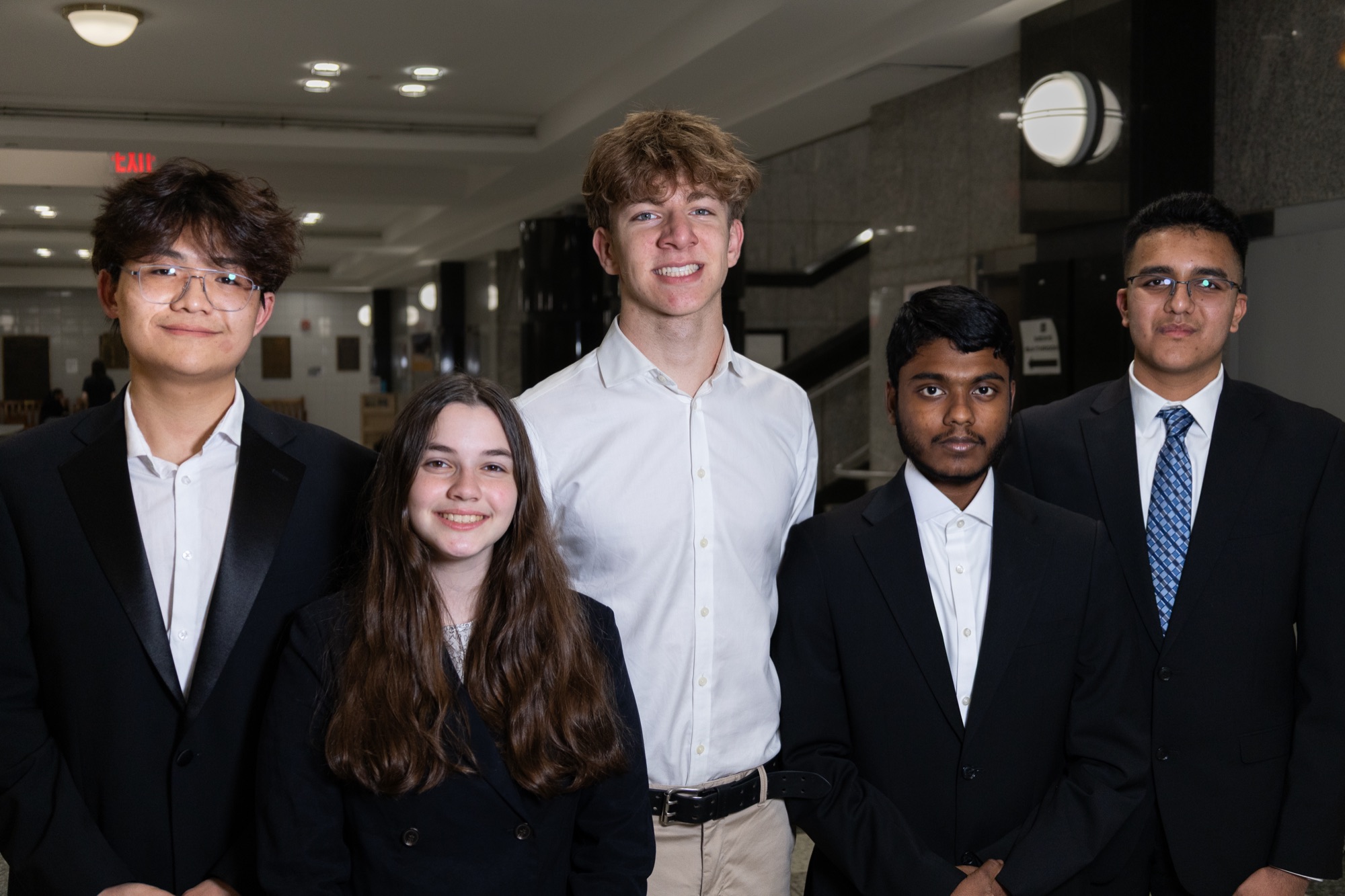 The five members of ARISTA's 2026–27 executive council, standing together in the Stuyvesant lobby.